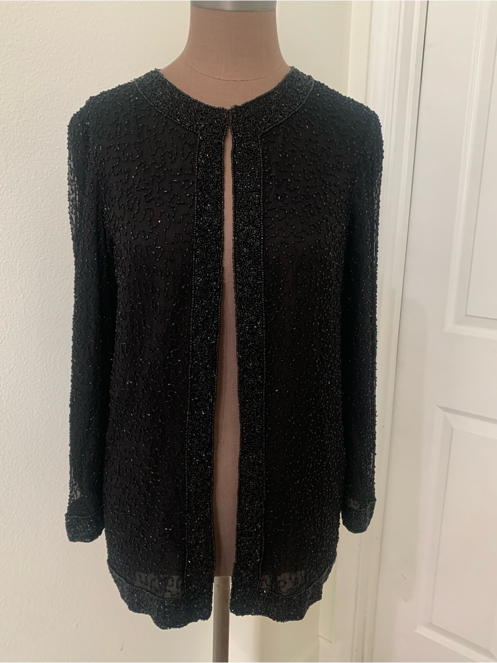 Stenay Black Beaded Open Front Evening Cardigan